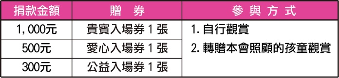世界和平會兒童戲劇慈善公演捐款贈票參與方式